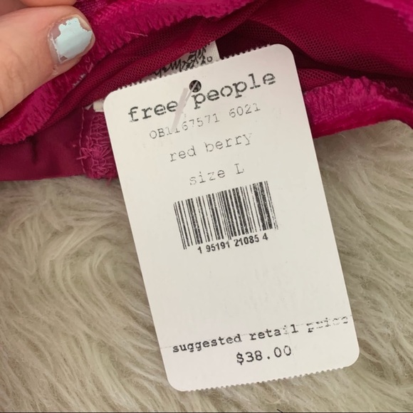 NEW free people berry Rhiannon soft bralette L - Picture 5 of 5